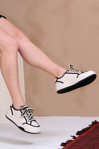 Kadın Sneaker Spor Ayakkabı Dofkin - Siyah Ekru