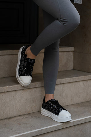 Kadın Sneaker Nakışlı Spor Ayakkabı Magis - Siyah