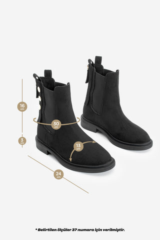 Kadın Günlük Bot Valone - Siyah Süet