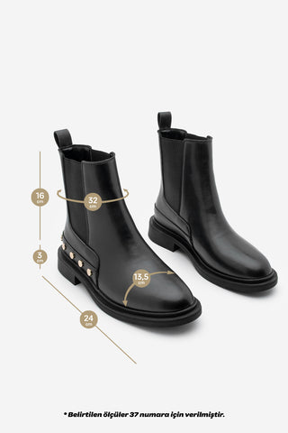 Kadın Zımbalı Günlük Bot Pamer - Siyah