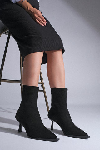 Kadın Topuklu Bot Pesina - Siyah Süet