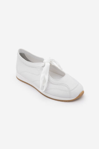 Kadın Bağcıklı Mary Jane Spor Babet Sneaker Leyro - Beyaz