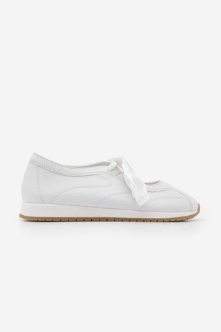 Kadın Bağcıklı Mary Jane Spor Babet Sneaker Leyro - Beyaz