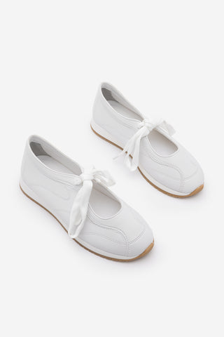 Kadın Bağcıklı Mary Jane Spor Babet Sneaker Leyro - Beyaz
