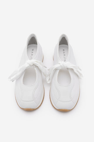 Kadın Bağcıklı Mary Jane Spor Babet Sneaker Leyro - Beyaz