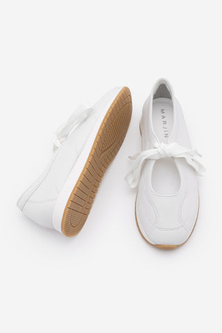 Kadın Bağcıklı Mary Jane Spor Babet Sneaker Leyro - Beyaz