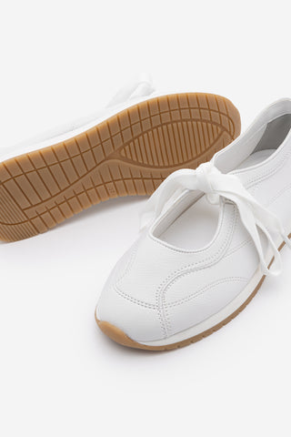 Kadın Bağcıklı Mary Jane Spor Babet Sneaker Leyro - Beyaz