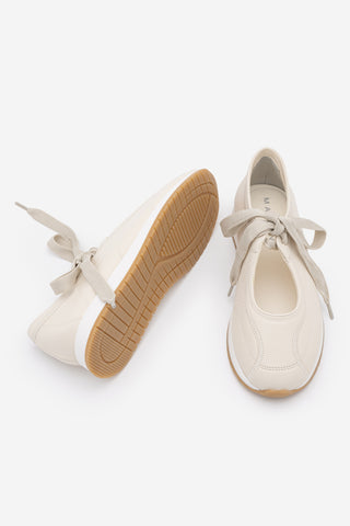 Kadın Bağcıklı Mary Jane Günlük Spor Babet Sneaker Leyro - Ekru