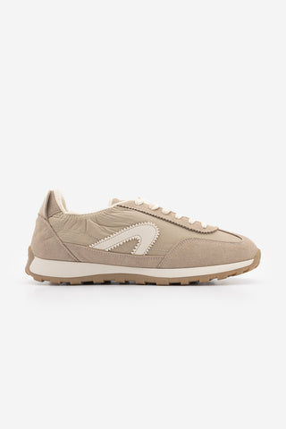 Kadın Bağcıklı Süet & Büzgü Detaylı Sneaker Sameri - Bej Süet