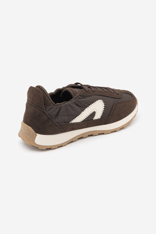 Kadın Bağcıklı Süet & Büzgü Detaylı Sneaker Sameri - Kahve Süet