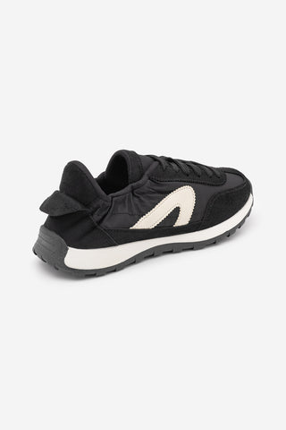 Kadın Bağcıklı Süet & Büzgü Detaylı Sneaker Sameri - Siyah Süet