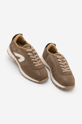Kadın Bağcıklı Süet & Büzgü Detaylı Sneaker Sameri - Tütün Kahve Süet