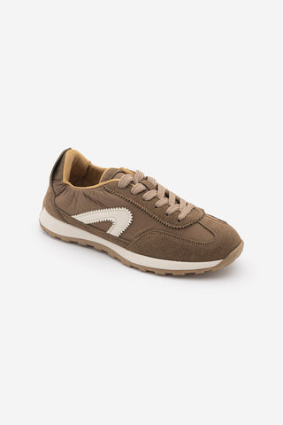 Kadın Bağcıklı Süet & Büzgü Detaylı Sneaker Sameri - Tütün Kahve Süet