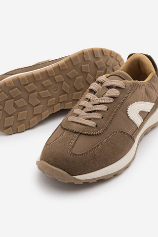 Kadın Bağcıklı Süet & Büzgü Detaylı Sneaker Sameri - Tütün Kahve Süet