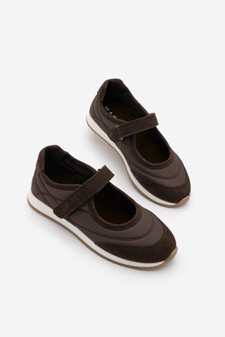 Kadın Bantlı Mary Jane Günlük Spor Babet Sneaker Leris - Kahve