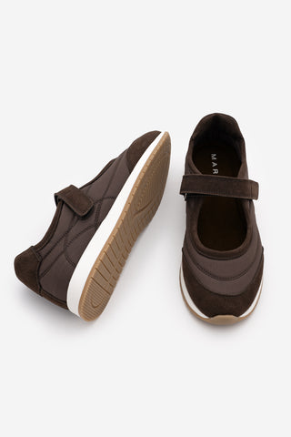 Kadın Bantlı Mary Jane Günlük Spor Babet Sneaker Leris - Kahve