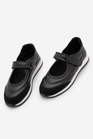 Kadın Bantlı Mary Jane Günlük Spor Babet Sneaker Leris - Siyah