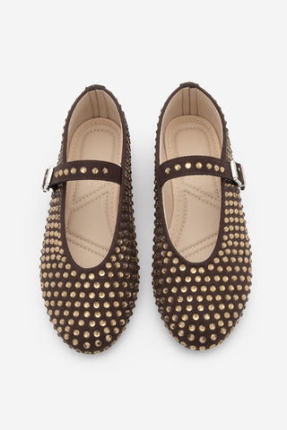 Kadın Taşlı Babet Tevila - Kahve