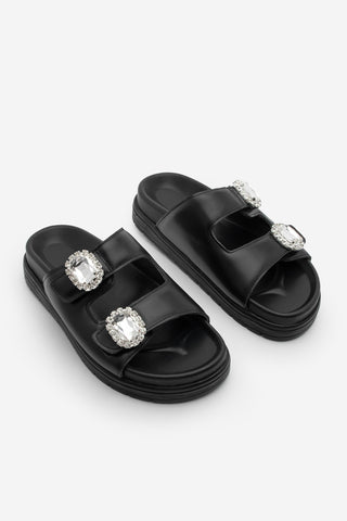 Kadın Taşlı Günlük Terlik Naviva - Siyah