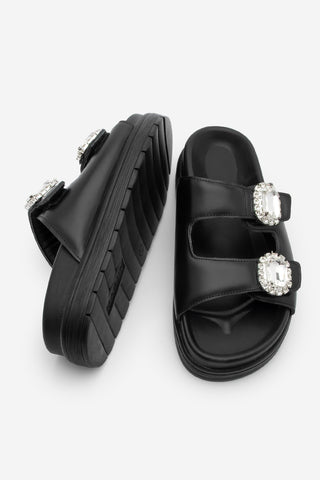 Kadın Taşlı Günlük Terlik Naviva - Siyah