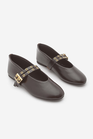 Kadın Çift Bantlı Babet Bekosa - Kahve