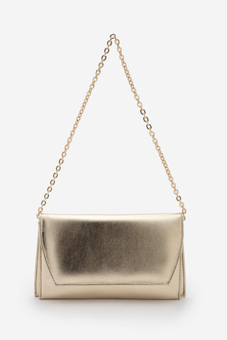 Kadın Gold Zincirli Abiye Clutch & Portföy El Ve Omuz Çantası Noreva - Altın