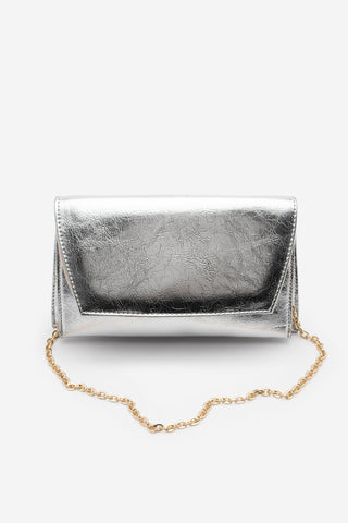 Kadın Gold Zincirli Abiye Clutch & Portföy El Ve Omuz Çantası Noreva - Gümüş