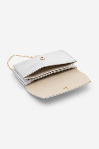 Kadın Gold Zincirli Abiye Clutch & Portföy El Ve Omuz Çantası Noreva - Gümüş