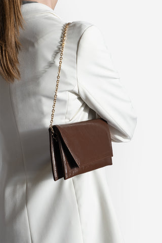 Kadın Gold Zincirli Abiye El Ve Omuz Çantası Noreva - Kahve