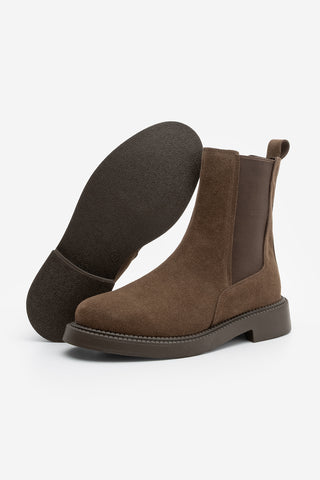 Kadın Lastikli Günlük Bot Panve - Kahve Süet