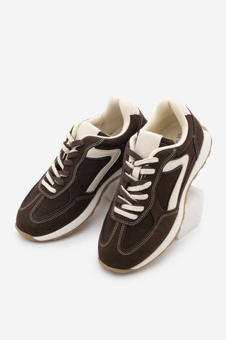 Kadın Çok Parçalı Bağcıklı Sneaker Rovel - Kahve Süet