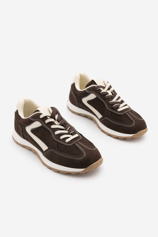Kadın Çok Parçalı Bağcıklı Sneaker Rovel - Kahve Süet