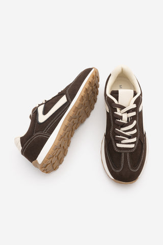 Kadın Çok Parçalı Bağcıklı Sneaker Rovel - Kahve Süet