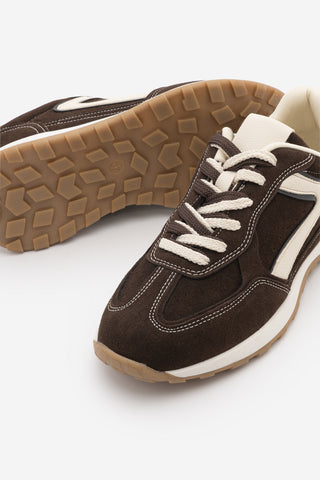 Kadın Çok Parçalı Bağcıklı Sneaker Rovel - Kahve Süet