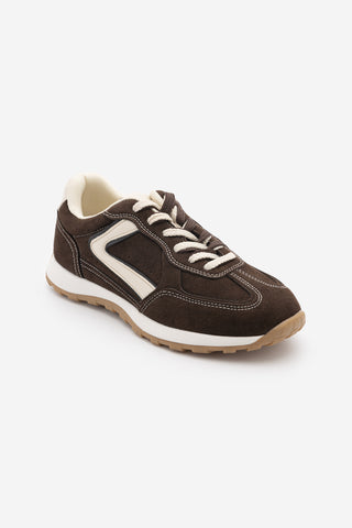 Kadın Çok Parçalı Bağcıklı Sneaker Rovel - Kahve Süet