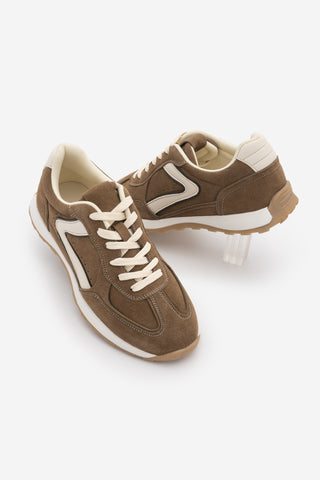 Kadın Çok Parçalı Bağcıklı Sneaker Rovel - Tütün Kahve Süet