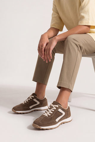 Kadın Çok Parçalı Bağcıklı Sneaker Rovel - Tütün Kahve Süet