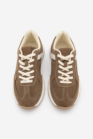 Kadın Çok Parçalı Bağcıklı Sneaker Rovel - Tütün Kahve Süet
