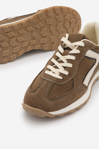 Kadın Çok Parçalı Bağcıklı Sneaker Rovel - Tütün Kahve Süet