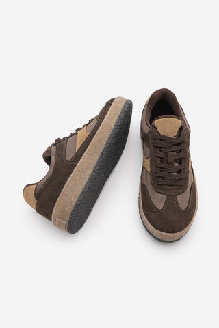Kadın Sneaker Bağcıklı Spor Ayakkabı Mavel - Kahve Süet
