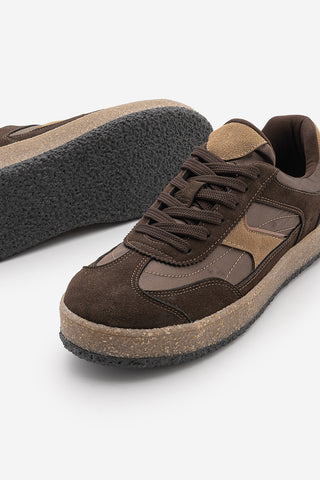 Kadın Sneaker Bağcıklı Spor Ayakkabı Mavel - Kahve Süet