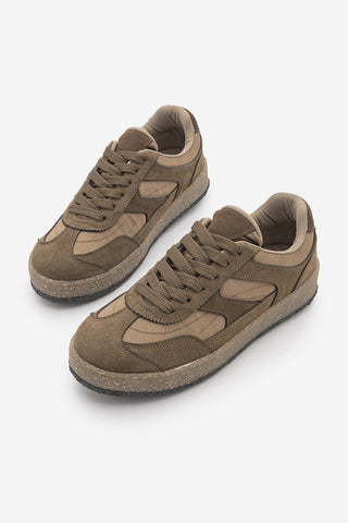 Kadın Sneaker Bağcıklı Spor Ayakkabı Mavel - Tütün Kahve Süet