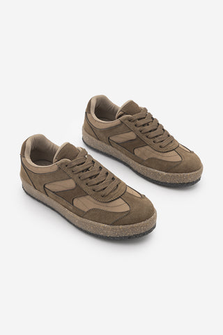 Kadın Sneaker Bağcıklı Spor Ayakkabı Mavel - Tütün Kahve Süet