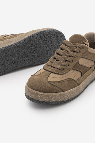Kadın Sneaker Bağcıklı Spor Ayakkabı Mavel - Tütün Kahve Süet