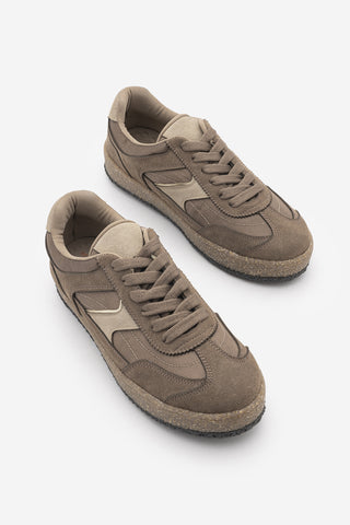 Kadın Sneaker Bağcıklı Spor Ayakkabı Mavel - Vizon Süet