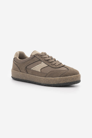 Kadın Sneaker Bağcıklı Spor Ayakkabı Mavel - Vizon Süet
