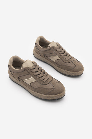 Kadın Sneaker Bağcıklı Spor Ayakkabı Mavel - Vizon Süet