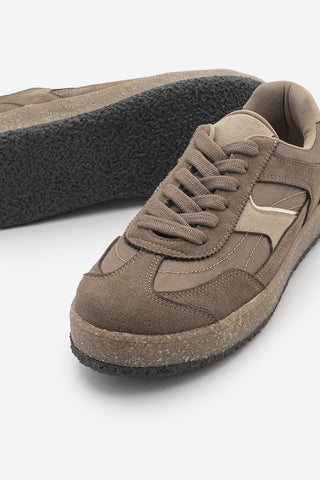 Kadın Sneaker Bağcıklı Spor Ayakkabı Mavel - Vizon Süet