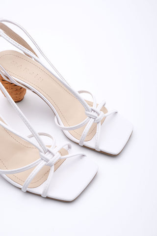 Kadın İpli Topuklu Sandalet Cukve - Beyaz