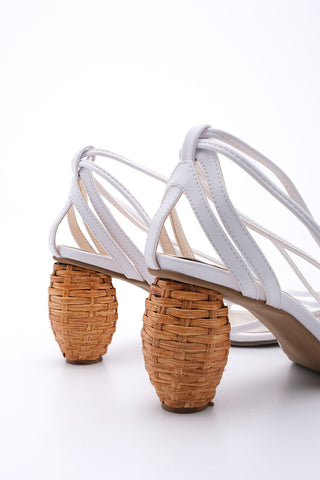 Kadın İpli Topuklu Sandalet Cukve - Beyaz